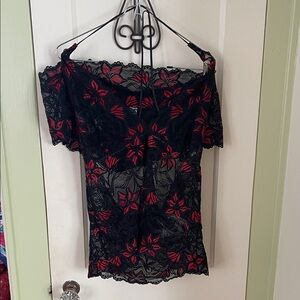 Black and Red Lace Lingerie Set